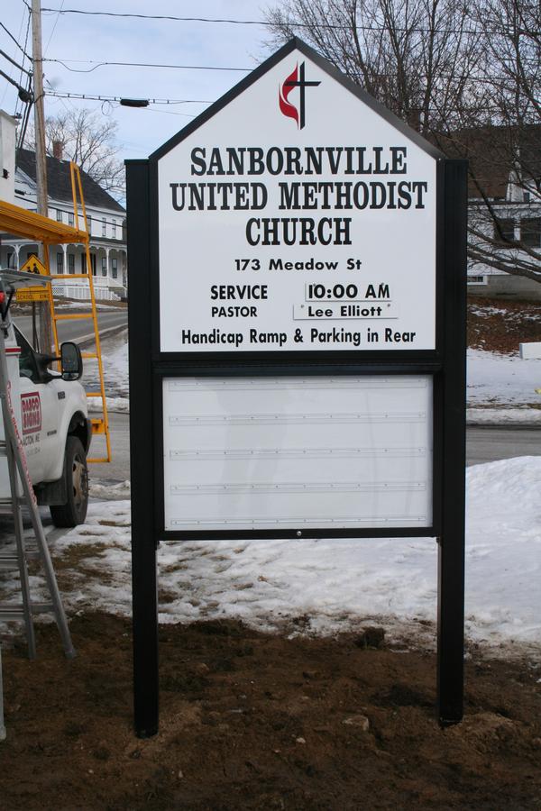 local church sign with readerboard